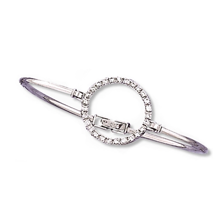 Circle of Life Cubic Zirconia Sterling Bangle - Click Image to Close